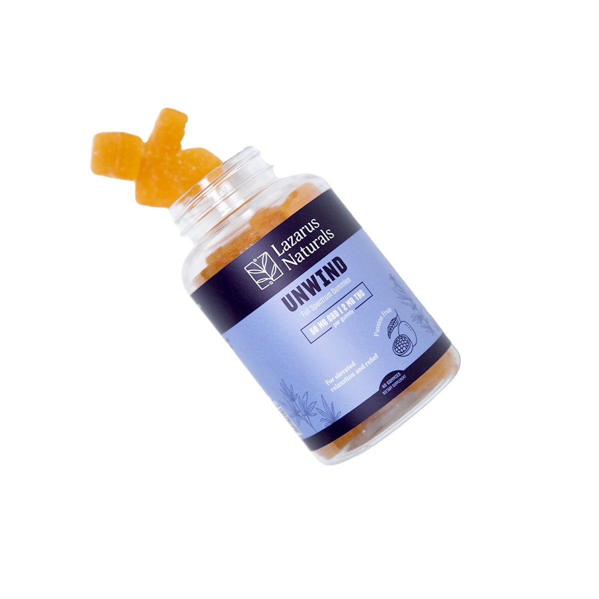 Lazarus Naturals, CBD + THC Gummies, Passion Fruit, Full Spectrum, 40ct, 80mg THC + 2000mg CBD - Image 2